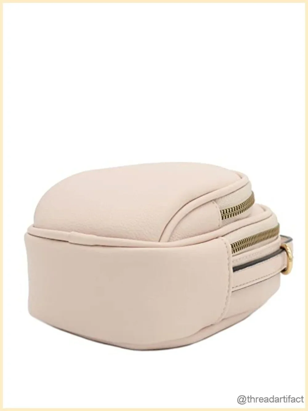 Faux Leather Two Compartment Mini Crossbody Bag with Gold Hardware